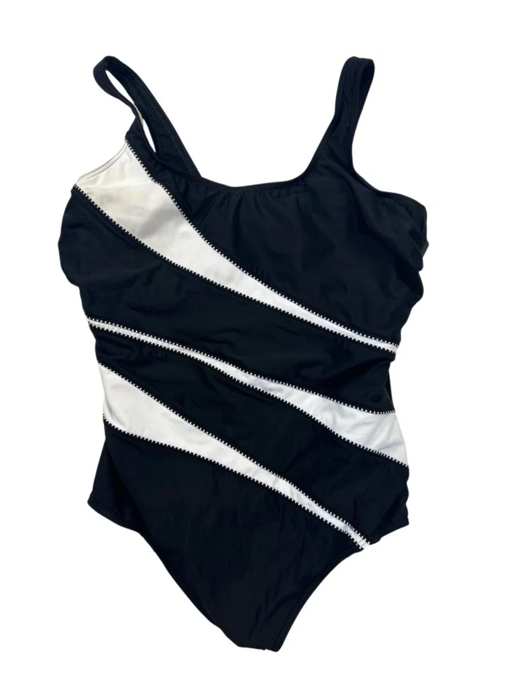 Miraclesuit Black White Colorblock One Piece Swimsuit Tummy Control 20W NWT - Picture 6 of 16